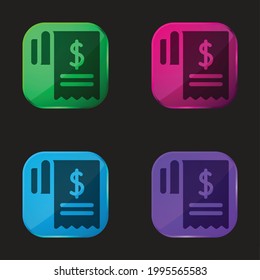 Bill four color glass button icon
