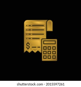 Bill gold plated metalic icon or logo vector