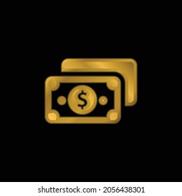Bill gold plated metalic icon or logo vector