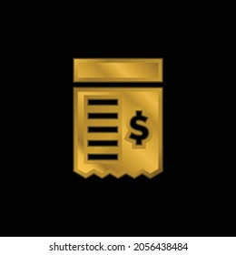 Bill gold plated metalic icon or logo vector