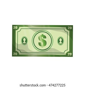 bill green money financial market icon. Isolated and flat illustration. Vector graphic