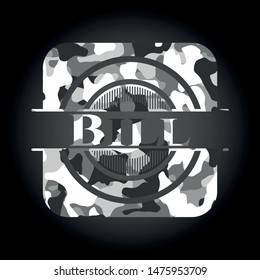 Bill grey camo emblem. Vector Illustration.