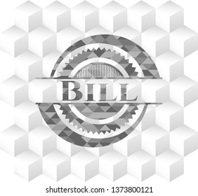 Bill grey emblem with cube white background