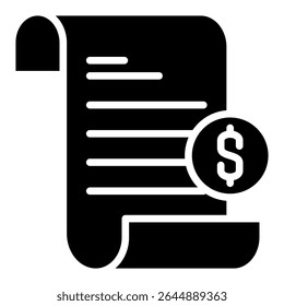 Icono de Bill Gylph. Diseño de icono de Vector simple en estilo gylph. Formato de Vector editable