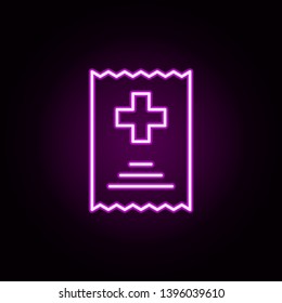 Bill hospital neon icon. Elements of medical set. Simple icon for websites, web design, mobile app, info graphics
