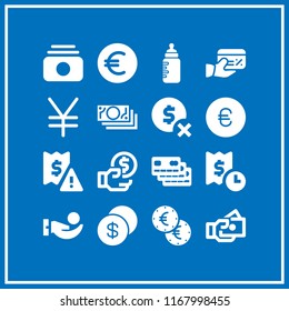 bill icon. 16 bill vector set. credit card, euro, yen and transaction icons for web and design about bill theme