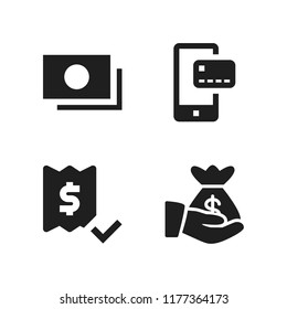bill icon. 4 bill vector icons set. money, money bag and invoice icons for web and design about bill theme