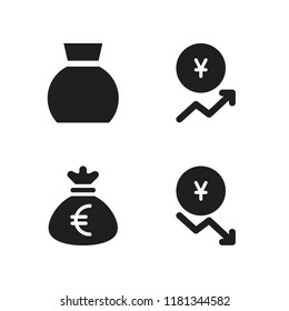 bill icon. 4 bill vector icons set. yen, money and money bag icons for web and design about bill theme