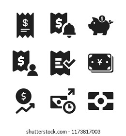 bill icon. 9 bill vector icons set. dollar, invoice and receipt icons for web and design about bill theme