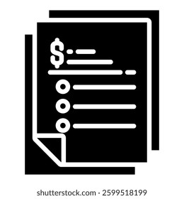 Bill Icon in Blue Color Style. Simple Flat Icon Vector. Simple Vector Design