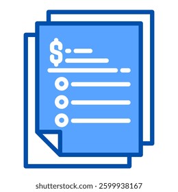 Bill Icon in Blue Color Style. Simple Flat Icon Vector. Simple Vector Design