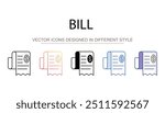 Bill icon design with white background stock illustration