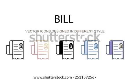 Bill icon design with white background stock illustration