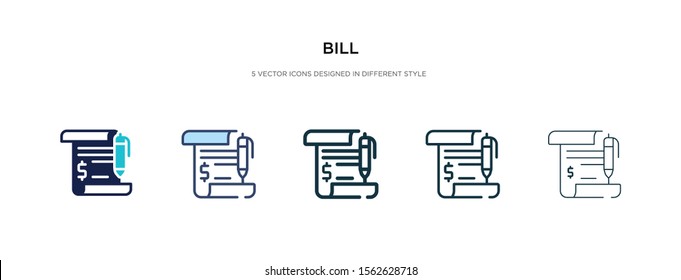 bill icon in different style vector illustration. two colored and black bill vector icons designed in filled, outline, line and stroke style can be used for web, mobile, ui