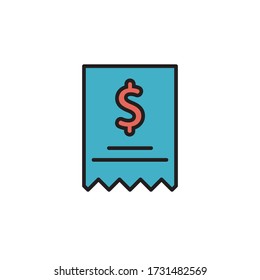 bill icon filled outline vector. isolated on white background