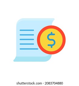 Bill icon in flat style isolated on white background