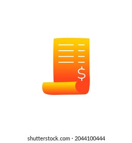 Bill icon in gradient color style, isolated on white background 