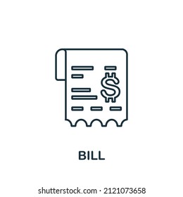 Bill icon. Line element from take away collection. Linear Bill icon sign for web design, infographics and more.