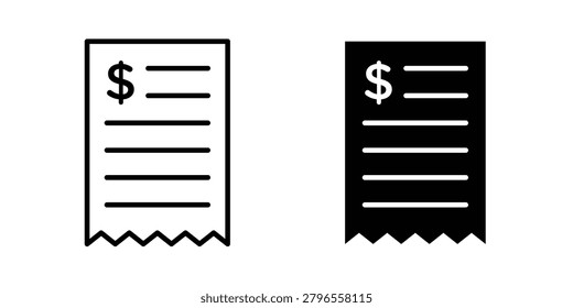 Bill icon. line and filled black pictograms.