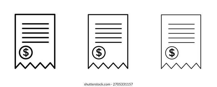 Bill icon linear style sign for mobile concept and web design.