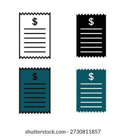 Bill icon in outline and solid style. Minimal vector symbol for invoice, billing, payment, receipt, and financial documentation use in web, app, and UI UX design.