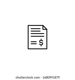 Bill icon. Payment vector icon. Invoice symbol. Medical bill, Banking transaction receipt, Online shopping, Procurement expense, Money document file. websites and print media and interfaces. 