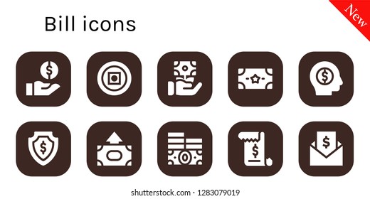  bill icon set. 10 filled bill icons. Simple modern icons about  - Money, Invoice