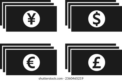 Bill icon set of 4, black