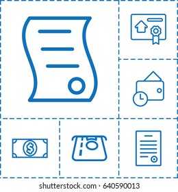 Bill icon. set of 6 bill outline icons such as atm money withdraw, wallet