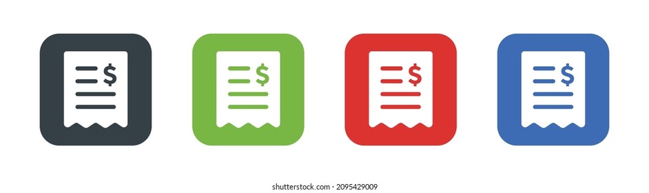 Bill icon set. Checkout receipt icon vector illustration