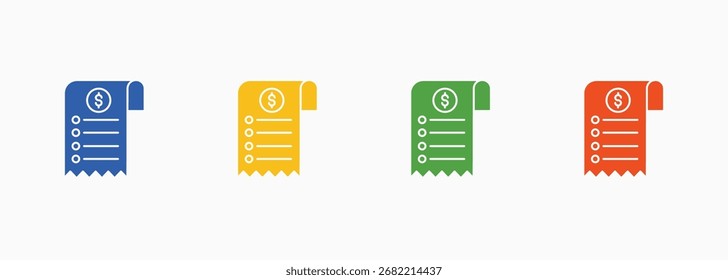 Bill Icon Set Color Colección de estilo múltiple