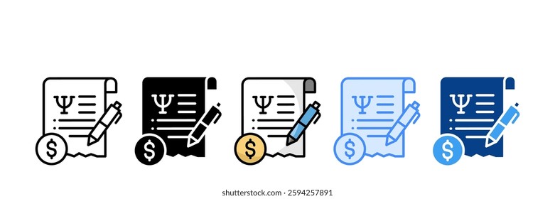 Bill Icon Set Multiple Style Collection