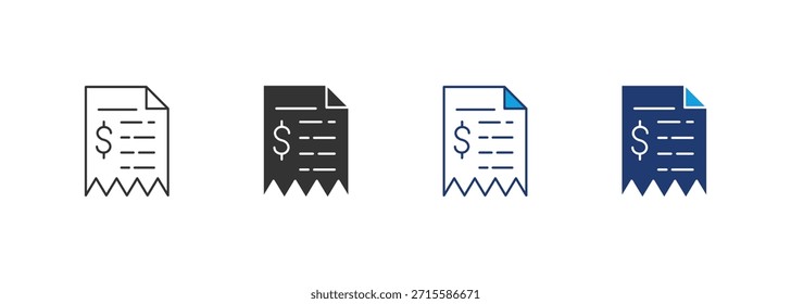 Bill Icon Set Colección de estilos múltiples