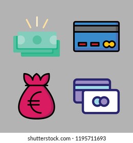bill icon set. vector set about money, credit card and money bag icons set.