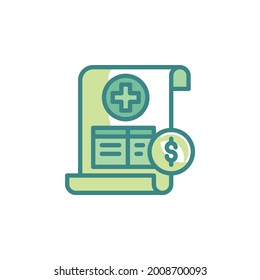 Bill icon. Simple, flat, outline, two tones, color.