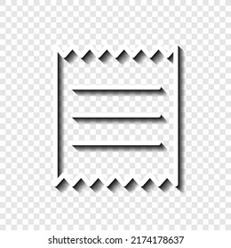 Bill icon vector. Flat design. White with shadow on transparent grid.ai