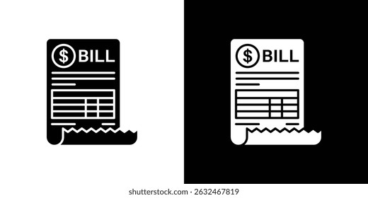 Bill icon Vector in flat style. Collection silhouettes