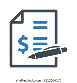 Icono de factura. Vector y glifo