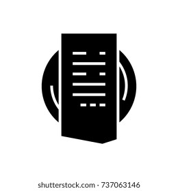 bill icon, vector illustration, black sign on isolated background