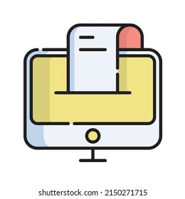 Bill Icon Vector Illustration. Flaches Outline Cartoon. Einkaufs- und E-Commerce-Symbol Konzept isolierter Premium-Vektorgrafik