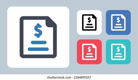 Bill icon - vector illustration . Bill, Invoice, File, Document, Money, Payment, Receipt, Tax, paper, line, outline, flat, icons .