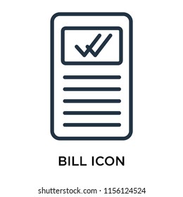 Bill icon vector isolated on white background, Bill transparent sign , line symbol or linear element design in outline style