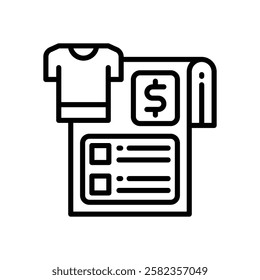 bill icon. vector line icon for your website, mobile, presentation, and logo design.