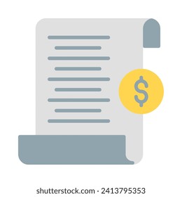 bill icon vector or logo illustration flat color style 