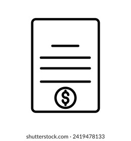 bill icon with white background vector stock illustration