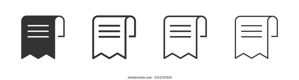 Bill icons collection in two different styles and different stroke. Vector illustration EPS10
