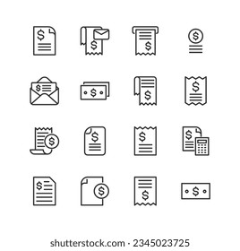 bill icons set for web and UIUX design. Vector objects isolated on a white background
