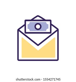 Bill inside envelope design, Money banking finance commerce market payment invest and buy theme Vector illustration