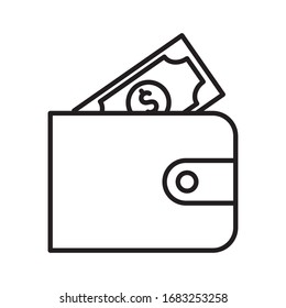 Bill inside wallet line style icon of money financial item banking commerce market payment buy currency accounting and invest theme Vector illustration