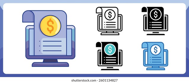 Bill and Invoice Desktop Multi Style Icon in Business Network and Finance